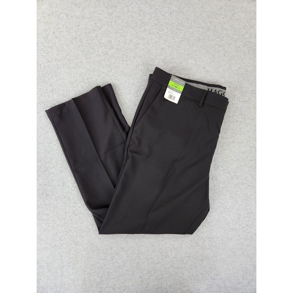 HAGGAR‎ Super Flex Waistband Repreve Black Pants Dress Size 40 X 30 NEW - SOFT